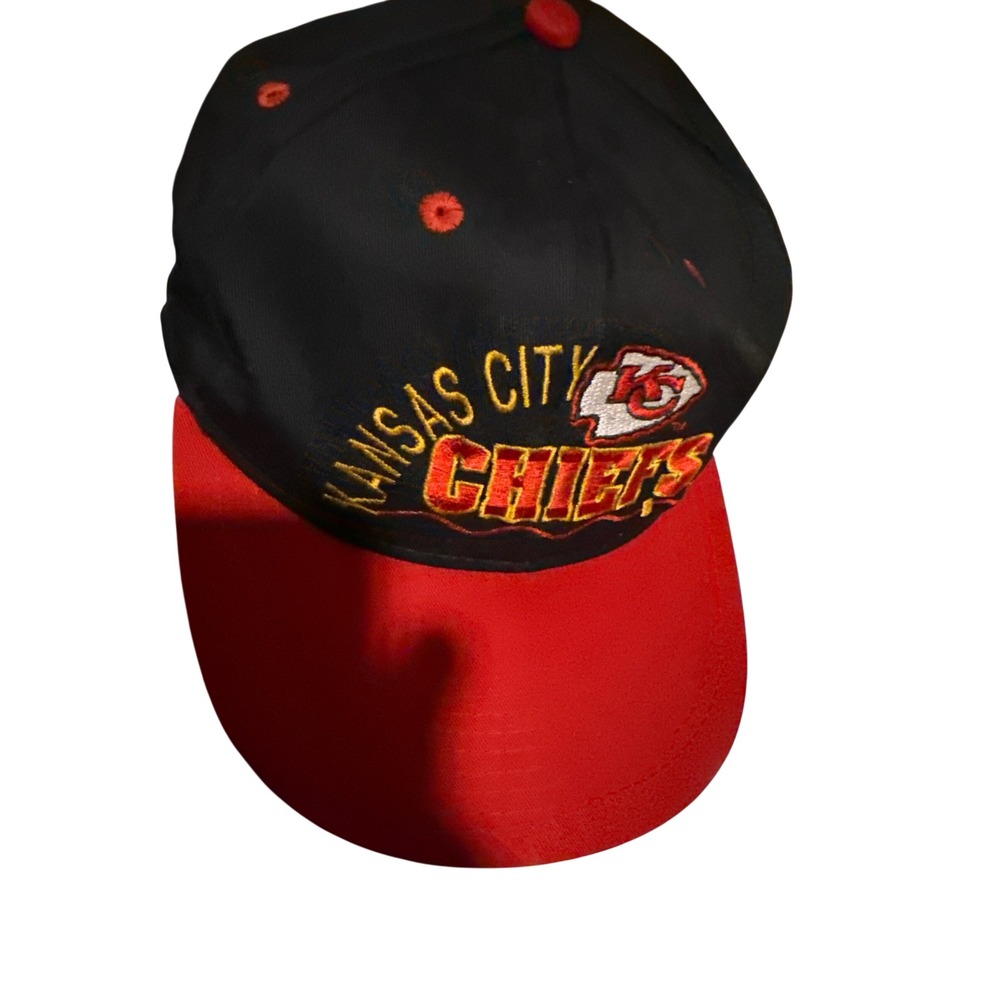 Vintage Kansas City Chiefs Hat #1 Apparel Black Red Toggle Drawstring #1 Xavier